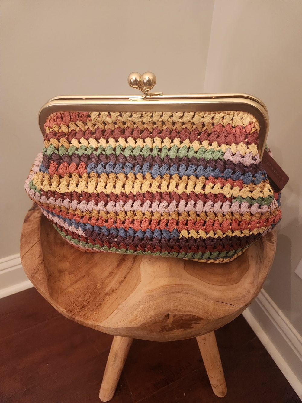 COACH Kisslock Medium Multi Straw Frame Bag 27 - Picture 2 of 12